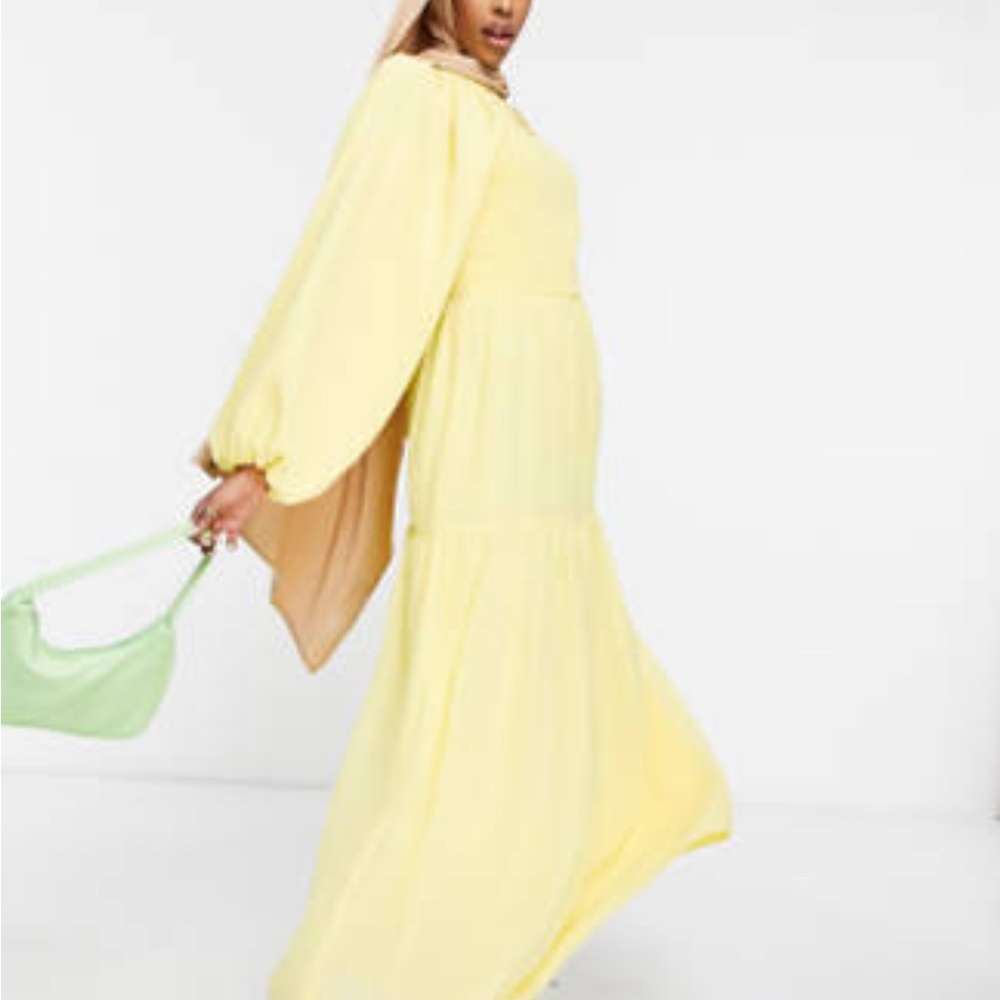 ASOS Yellow Long Sleeve Maxi Dress